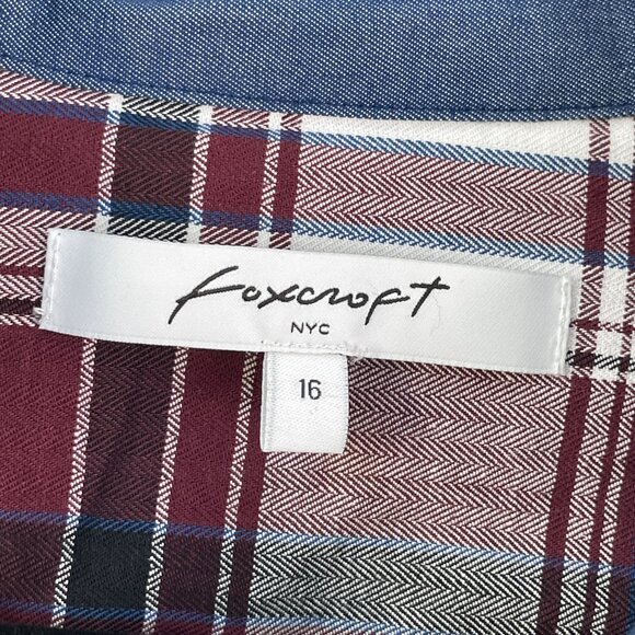 Foxcroft Womens 16 Plaid Button Up Shirt Long Sleeve Top Cotton - Picture 4 of 10
